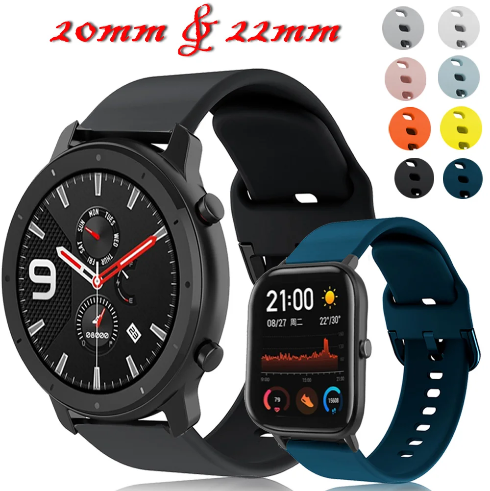 Для Xiaomi Huami amazfit gts 20 мм ремешок силиконовый pulseira amazfit bip ремешок amazfit gtr 47 мм 22 мм браслет