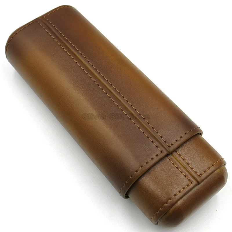 Чехол для сигар COHIBA из натуральной коричневой кожи с 2 трубками, для путешествий на открытом воздухе, коробка для сигар с подарочной коробкой, портативный инструмент для хранения табака