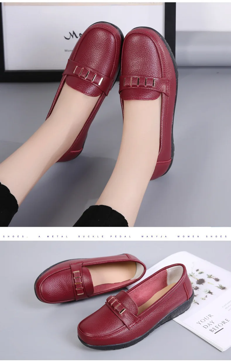 Women shoes genuine leather loafers non-slip solid color casual shoes ladies 2022 new fashion flats woman shoes zapatos de mujer