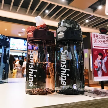

Water Bottle With Straw Gym Sports Water Bottles 430ml 550ML Outdoor Portable Leakproof Plastic Kids Straw Cup BPA Free