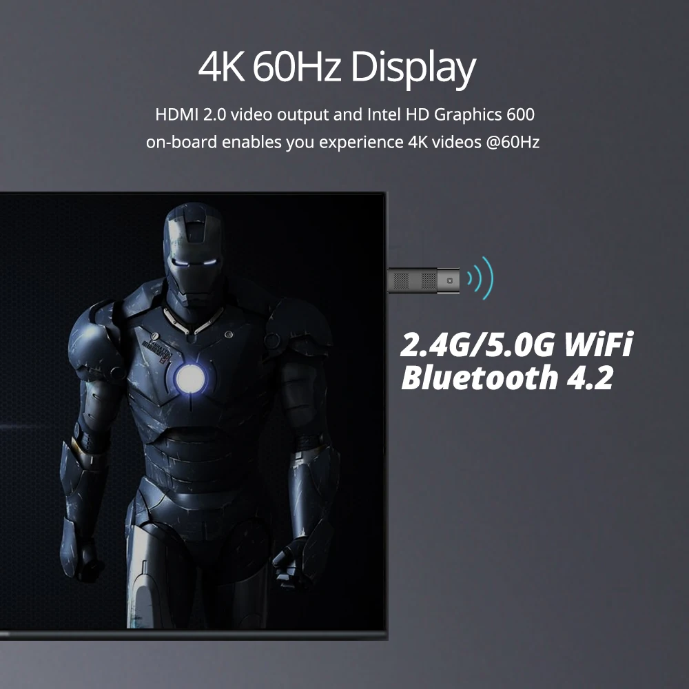 Четырехъядерный мини ПК накопитель Intel N4100 4 Гб LPDDR4 128 ГБ eMMC 5 1 2 4G/5 0G WiFi Bluetooth HDMI 0 4K 60