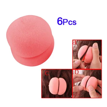 

6 Pcs Pink Sponge Ball Hair Styler Curler Roller for Lady