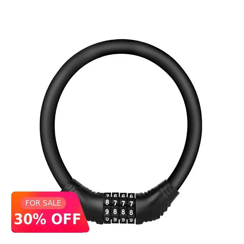 5-Digit Combination Password Bike Lock Cable Bicycle Chain Lock Black Color