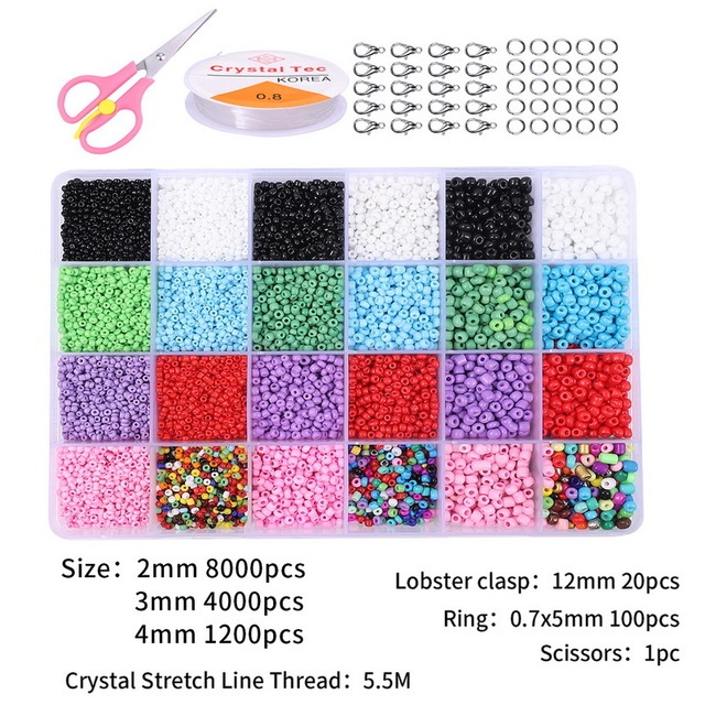 Making Kit Czech Glass Seed Beads Box Set Lobster Clasps Beading Cord For DIY Earring Bracelet Necklace Jewelry Making