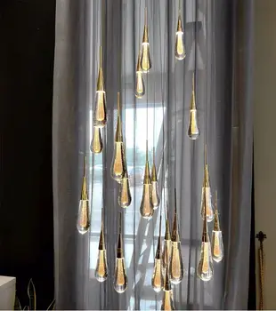 

Water drop Bubble Crystal Creative Pendant Light European-style Luxury LED Lamps Glass Indoor Lighting Restaurant Gold