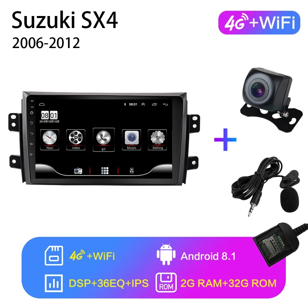 4G-WiFi 2G-32G 2G+ 32G " 2din Android 8,1 GO автомобильный dvd-плеер для Suzuki SX4 2006 2007 2008 2009 2010 2011 2012 автомобильный Радио gps навигация wifi - Цвет: 4G-WiFi 2G-32G