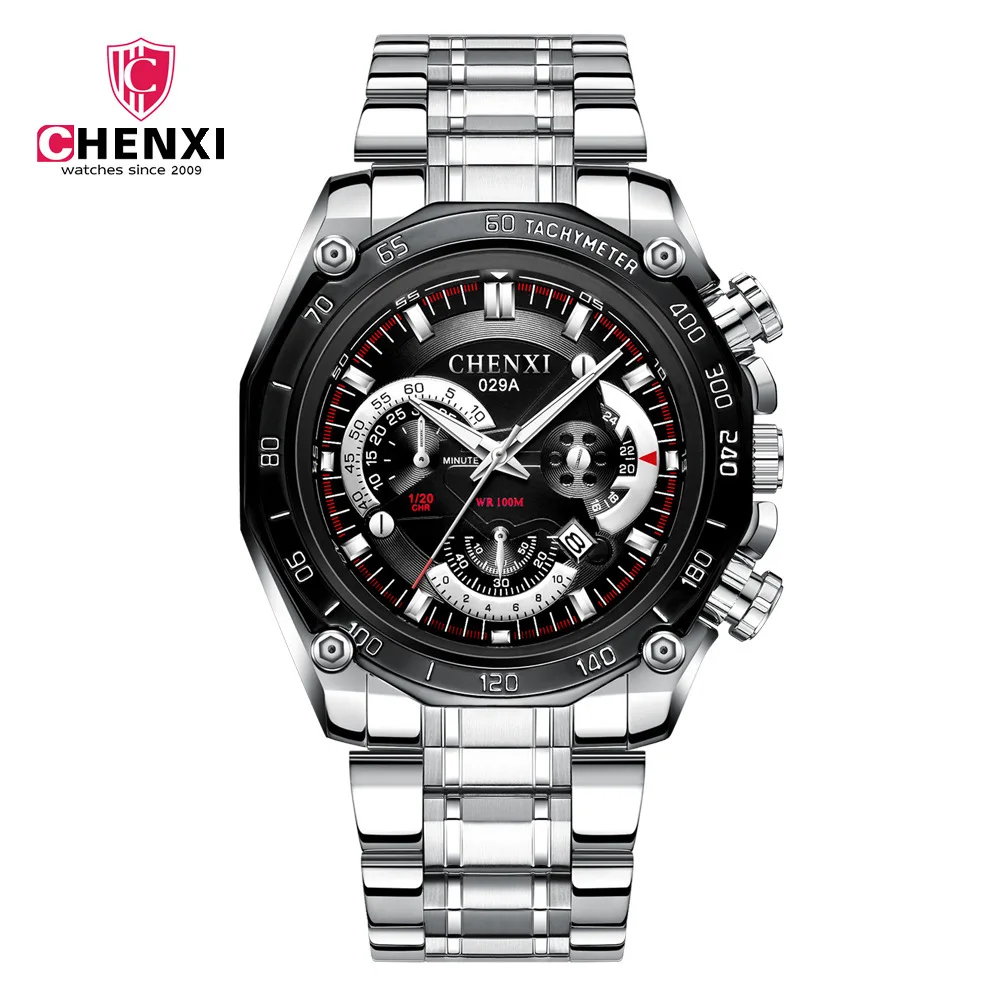 

Chenxi Dawn Watch Sports MEN'S Watch Night Light Calendar Waterproof Quartz Steel Watch 029a