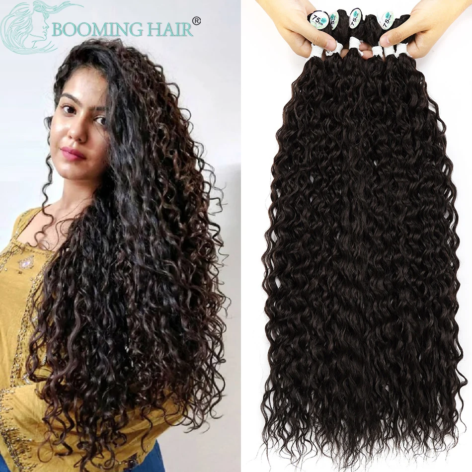 

Afro Kinky Curly Bundles Extensions Synthetic Super Long Hair Bundles Ombre Blonde 28-32Inch Corn Curly Wave Fake Hair BOOMING