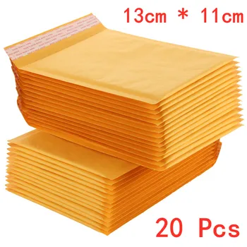 

20 PCS/lot 110*130mm Kraft Paper Bubble Envelope Bags Mailers Padded Shipping Envelope With Bubble Mailing Bag Business Supplies