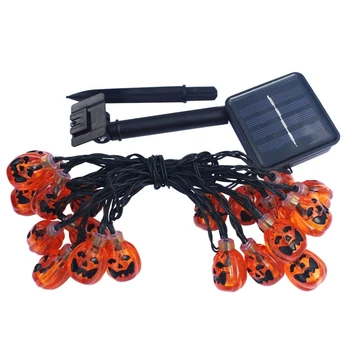 

Halloween Pumpkin String Lights 16ft with 20 LEDs,Solar Powered Jack-O-Lantern Decorative Lights for Patio,Parties (IP44 Waterpr