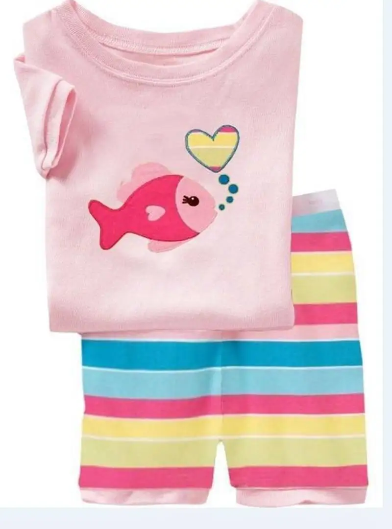 Новые брендовые летние пижамы из хлопка с короткими рукавами и рисунком для мальчиков детские пижамы для детей от 2 до 7 лет, детская одежда для сна - Цвет: Lotus цвет