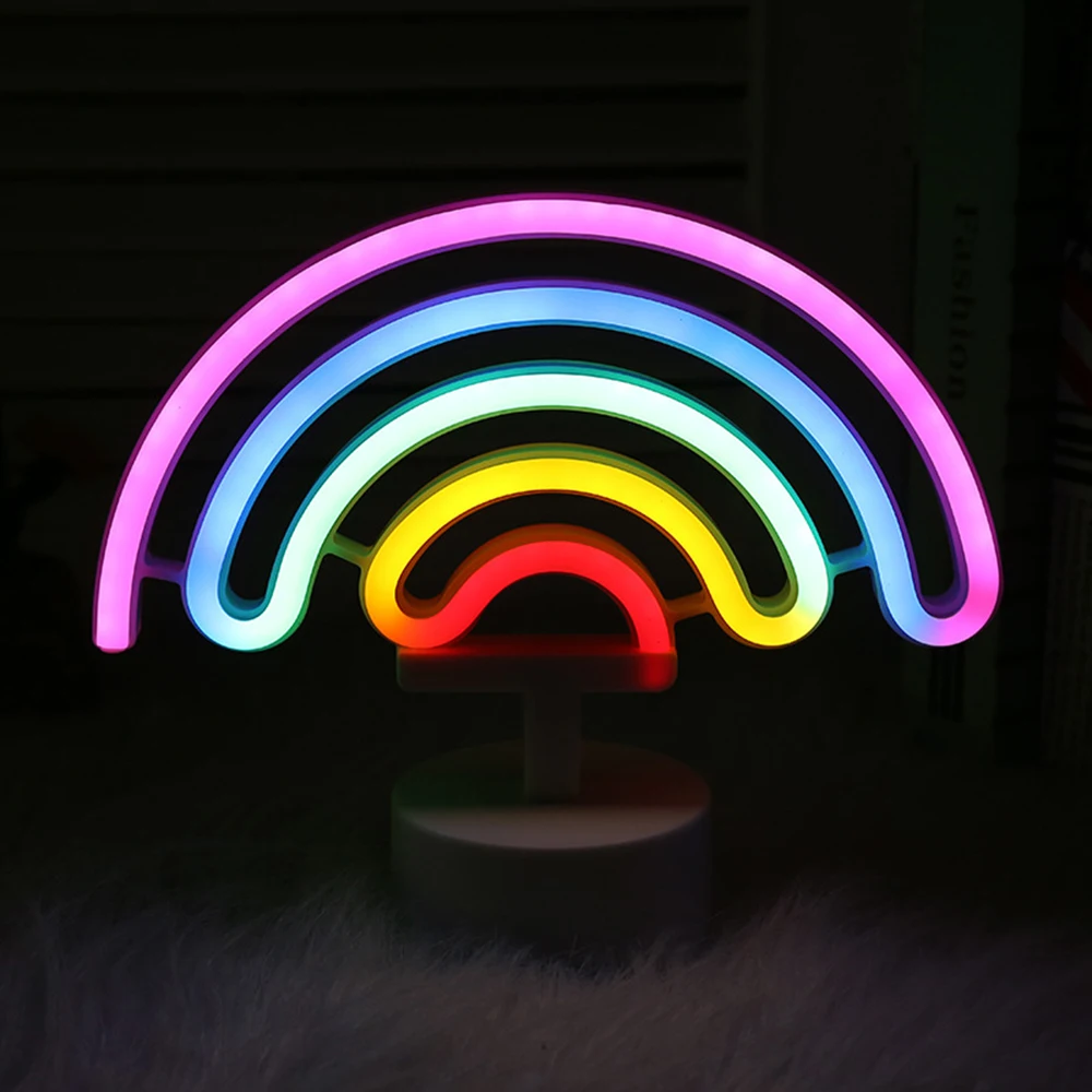 

Colorful Rainbow LED Neon Sign Battery Powered Creative Neon Night Light Christmas Light Wall Lamp Decoration LED Neon Tube