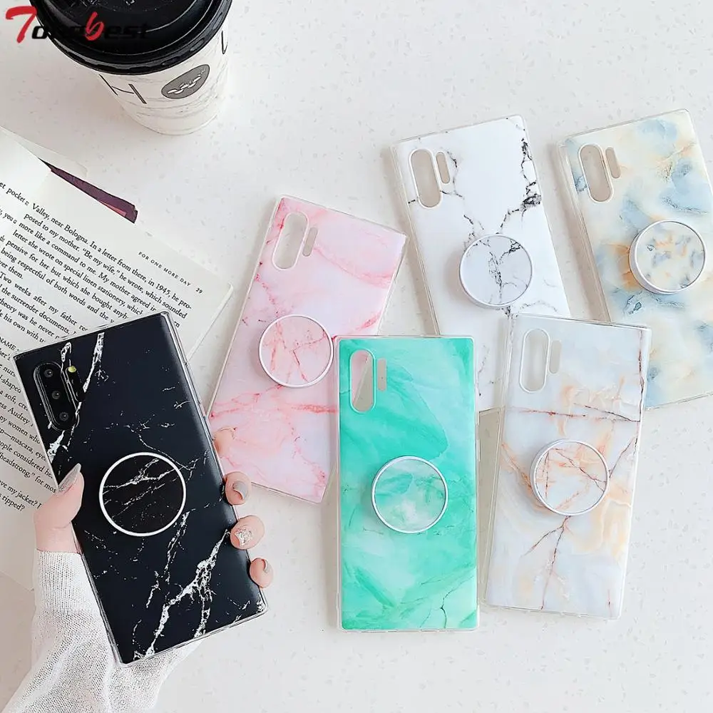 Matte Marble Stand Phone Case For Samsung Note 10 pro Soft IMD Back Cover Galaxy Plus A10 A20 A30 A50 |