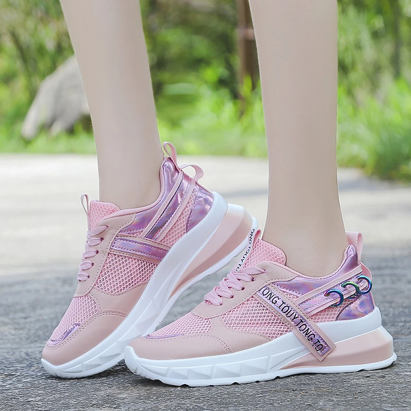Fujin Sneakers Women Spring Mesh Dropshipping Fashion Flat Bottom Breathable Leisure Muffin Bottom Mixed Color Women Shoes