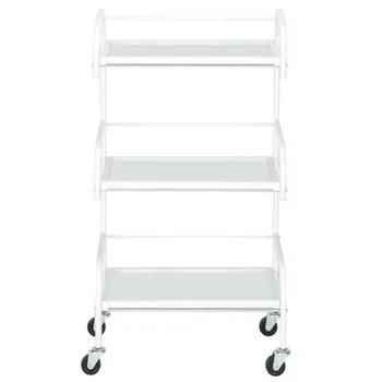 

[US-W]Three-Layer Beauty Tool Cart With Glass White 4 Wheels Easy to Move and Operate Hair Salon Instrument Storage Cart