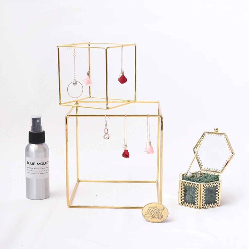 Iron Frame Geometric Showcase Earrings Necklace Hanger Display Organizer Iron Frame Geometric Showcase Earrings Necklace Hanger Display Organizer