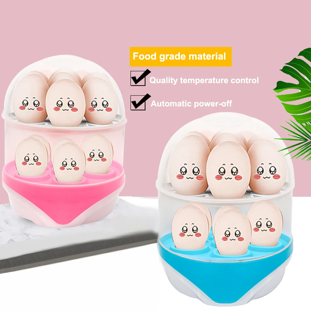 Электрическая яйцеварка-котел, пароварка для 6 яиц, домашняя кухня 220V150W, многофункциональная яйцеварка - Цвет: pink Single layer