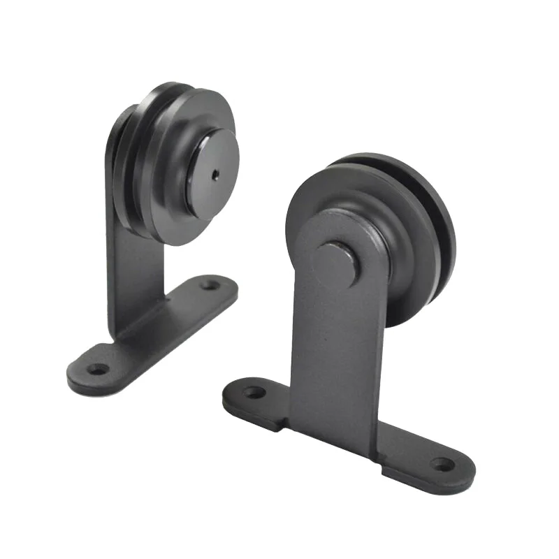 Door Black Rollers Kit Steel Sliding Bam Stopper Anti Jump Pad Floor Guide Set