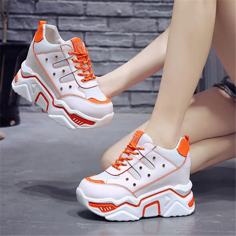 

Women Platform Chunky Sneakers 9cm high Wedge lace-up Casual Vulcanize Shoes luxury Designer Old Dad female fashion Sneakers