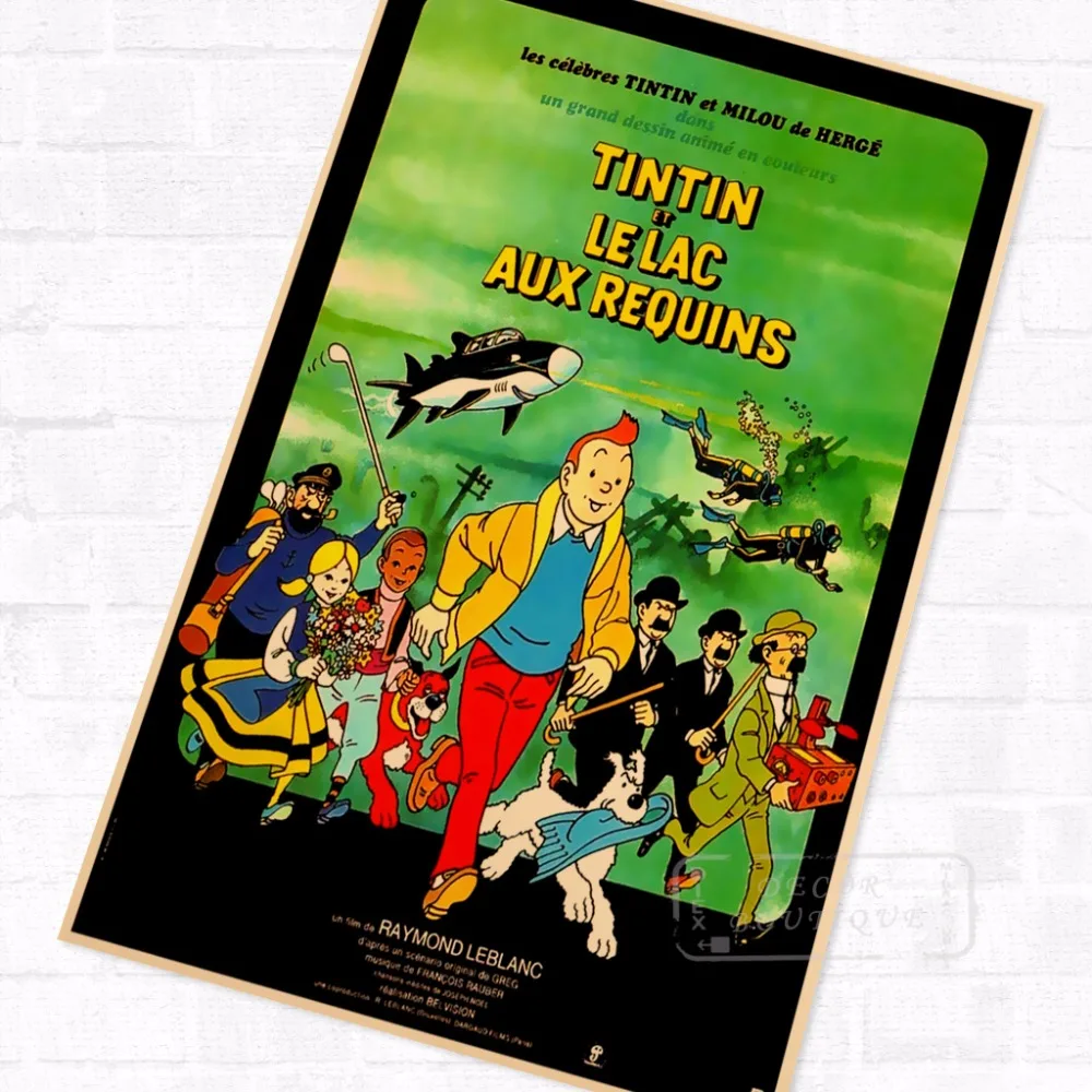 Aux Requins TinTin мультфильм комикс винтажный Ретро Крафт покрытый плакат декоративный