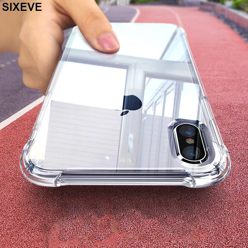 

Luxury Transparent Silicone Phone Case For iPhone X 10 XR XS Max Airbag Drop proof iPhone 8 7 6 6S Plus 11 Pro Max 2019 Cover on