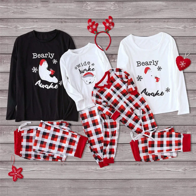 Коллекция года, рождественские Семейные пижамы милый комплект одежды в клетку с жемчужным принтом «Мама и я» одинаковые комплекты для папы и сына E0327