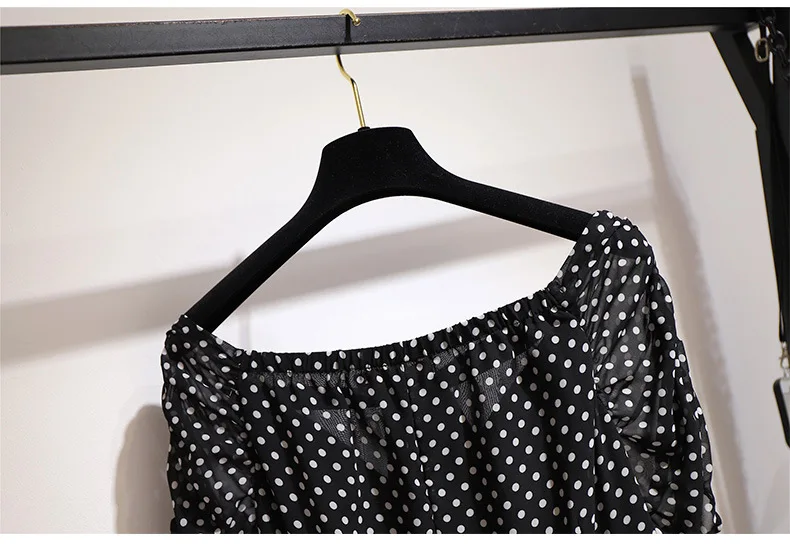 Vadim Vestido Longo Women Dress Transfortegy Large Womens Fat Mm 2020 V-neck Polka Dot Up Covering Abdomen Super Fairy Little 