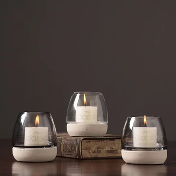 

Small Round Candle Holder Glass Christmas Nordic Retro Minimalist Candle Holder Kandelaar Menorah Home Decor Candlestick DD50ZT