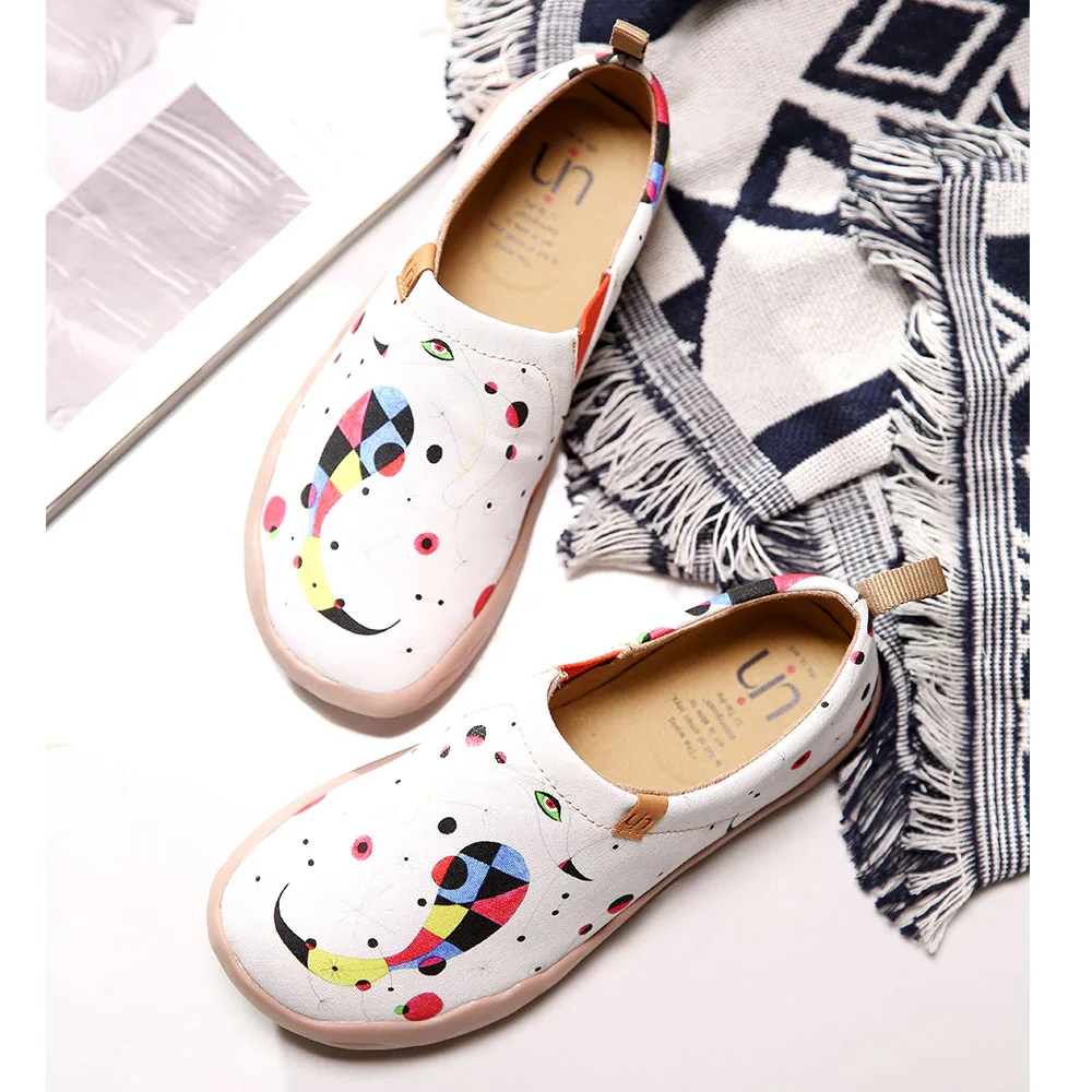 Billige UIN Schuhe Frau Kunst Hand bemalt Breite Frauen Schuhe Weiß Casual Leinwand Schuhe Damen Wanderschuhe Leichte Komfort Schuhe