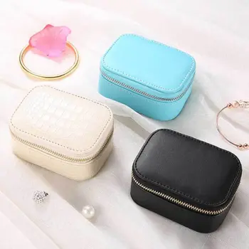 

Simple Jewelry Box Faux PU Leather Earrings Necklace Bracelet Storage European Style Portable Travel Jewellery Organizer
