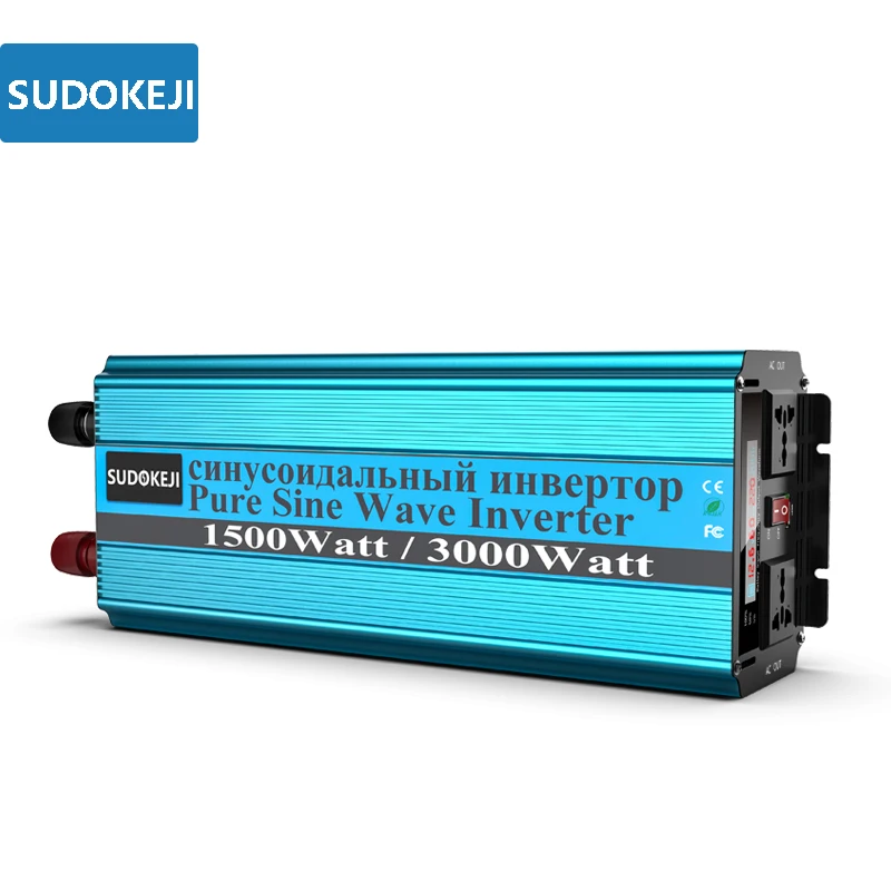 1500 Вт Солнечный инвертор DC 12 В 24 В в AC 220 В 240 в 3000 Вт пиковая мощность Автомобильный Инвертор Чистая синусоида универсальная розетка