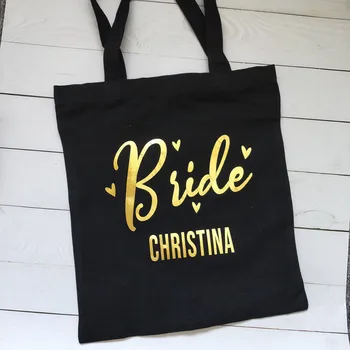 

Custom logo Wedding bachelorette party gifts Team Bride to be Personalized canvas bags maid of honor bridesmaid gift bag