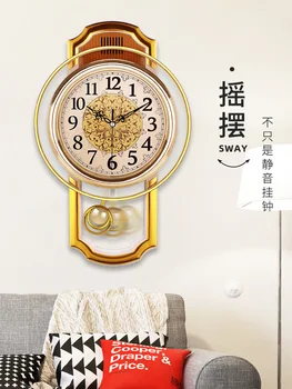 

Wall Clocks Home Decor European Style Retro Swing Wall Clock Living Room Simple Fashion Wall Watch Bedroom Silent Quartz Clock