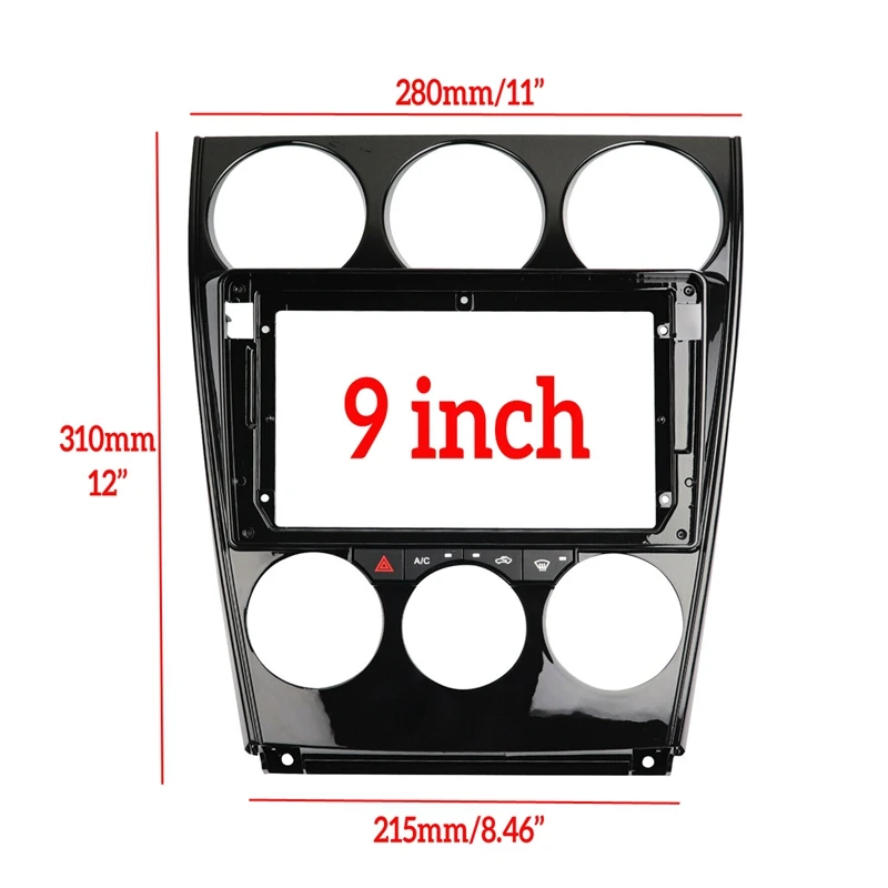 9 Inch 2Din Car Stereo Radio DVD Player Panel Audio Trim Frame with Wires Board Control CANBUS for Mazda 6 2004
