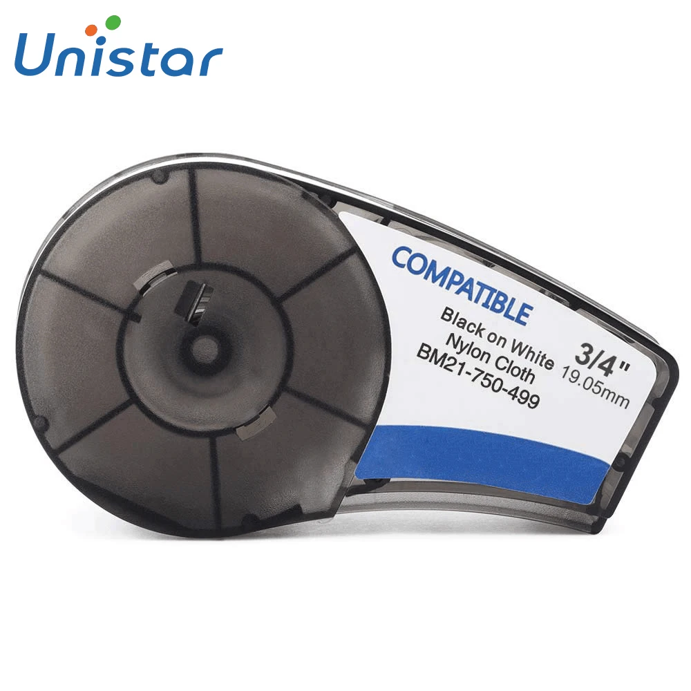 Unistar 1 упаковка M21-750-499 0,75 дюймов черный на белом совместимый Brady нейлоновая ткань этикетка лента для BM.P21-PLUS BM.P21-LAB принтер