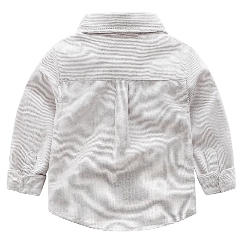 Autumn Korean-style Boutique Childrenswear BOY'S Children Stripes Cotton Printed Cartoon Long-sleeved Shirt Boy Shirt