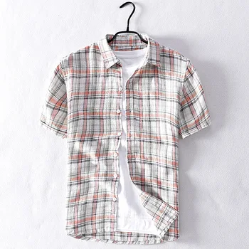 

Plaid Shirt Men 2020 New Summer Fashion Man Checkered Shirts Short Sleeve Tops Men Blouse Y2809