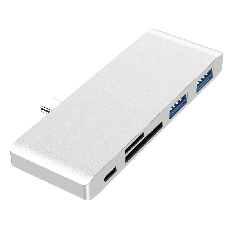 5 в 1 USB 3,1 type-C концентратор для SD TF ридер адаптер Thunderbolt 3 usb-хаб 3,0 USB-C type-C порт адаптер для MacBook Pro/Air - Цвет: Silver