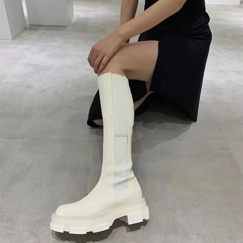 Сапоги Prova Perfetto женские белые однотонные натуральная кожа круглый носок без