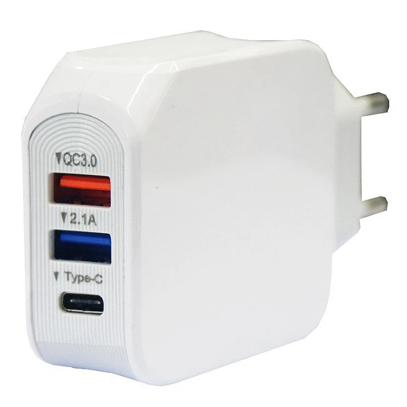 Быстрое зарядное устройство с 2 Qc3.0 Usb+ 1 настенное зарядное устройство type-C 25W 5A Eu штекер для мобильного телефона камера для планшета