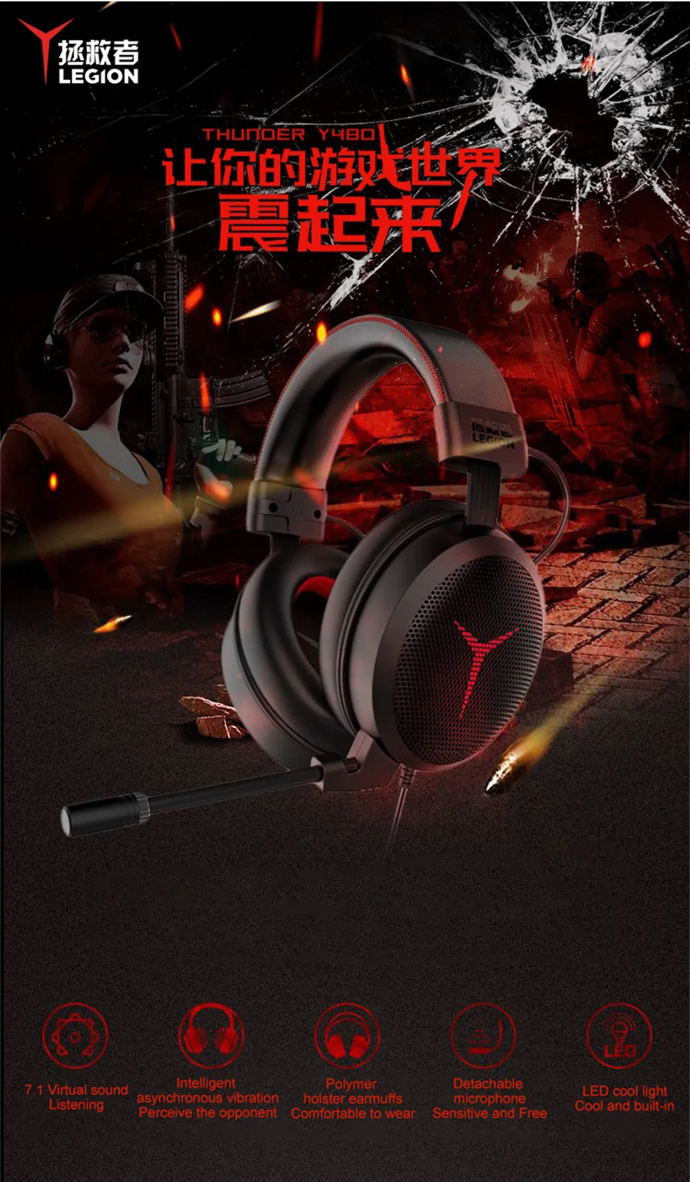 Fone de Ouvido com Microfone Fones de Ouvido para Computador Fones de Ouvido Lenovo Wired Gaming Headset Gamer pc Over-the-ear Computador Y480 4 de ouvido para computador computador fones de ouvido
