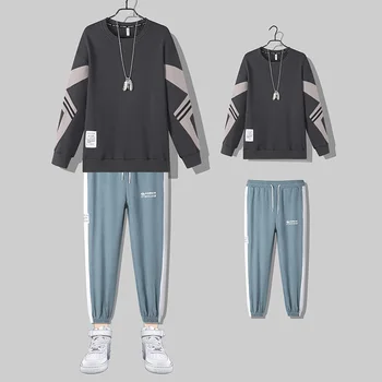 

High Quality Men's Casual Printed Pullover+Lace-up Sweatpants 2PCS Set Men Elastic Tie-Dye Jogging Tracksuit 23501
