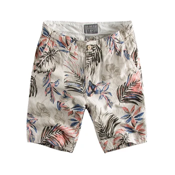 

Japanese Harajuku Aloha Linen Floral Hawaiian Shorts for Men Urban Boys Summer Holiday Hawaiian Floral Linen Shorts Plus Size