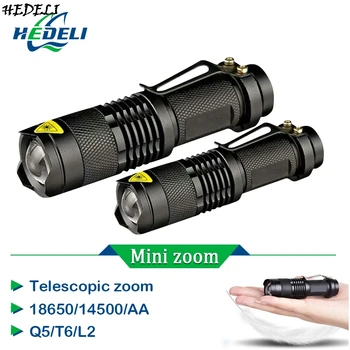 

Led flashlight Mini Zoom XM-L2 XML T6 XPE Q5 rechargeable torch Flashlight 3800 Lumens Use 18650 rechargeable battery