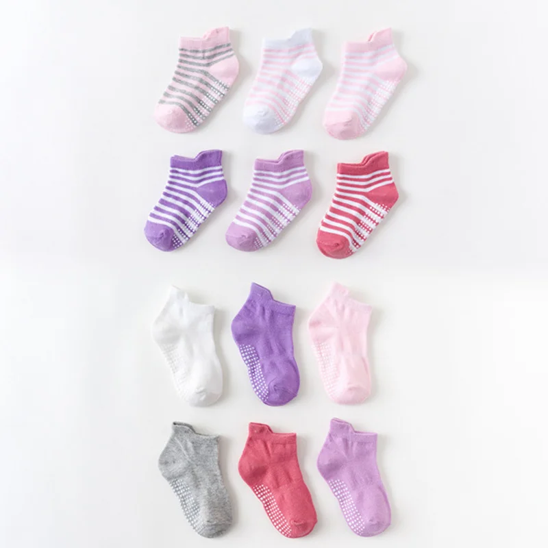Girl Mixing 12pairs Herbabe/12 пар Противоскользящих носков для малышей, для новорожденных, хлопковые нескользящие носки для маленьких девочек аксессуары для детской одежды - Color: Girl Mixing 12pairs