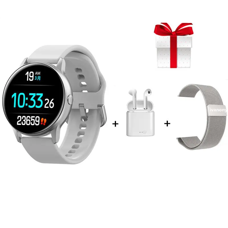 White watch Смарт-часы для женщин DT88 Smartwatch IP68 водонепроницаемый монитор сердечного ритма цветной экран мульти-спортивный режим фитнес-браслет для IOS - Цвет: White watch