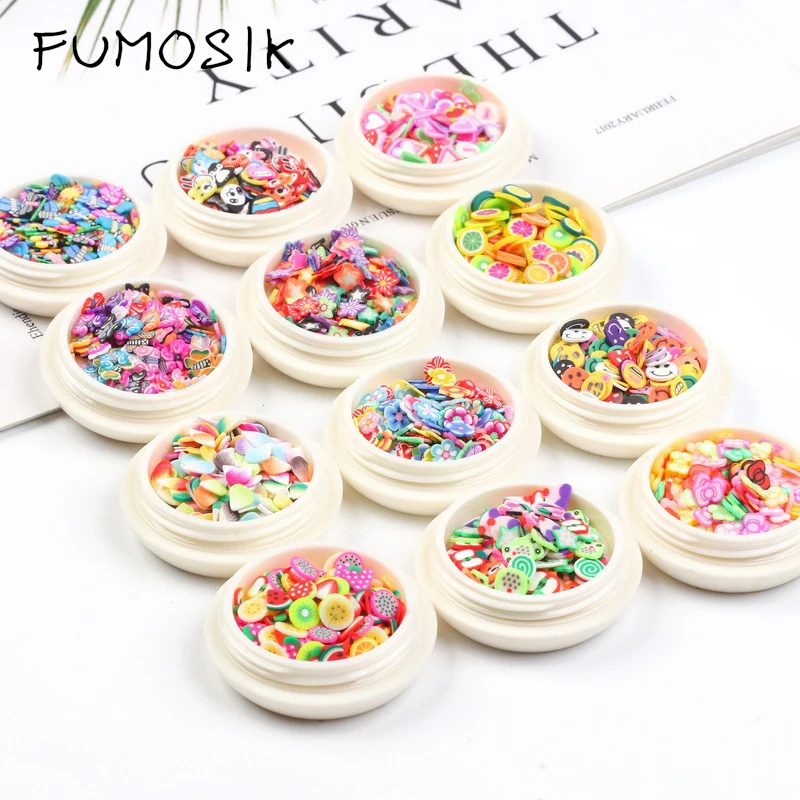 

1 Box Nail Art 3D Fruit Fimo Slices Polymer Clay DIY Slice Decoration Nail Sticker Mixed Stype for Choice