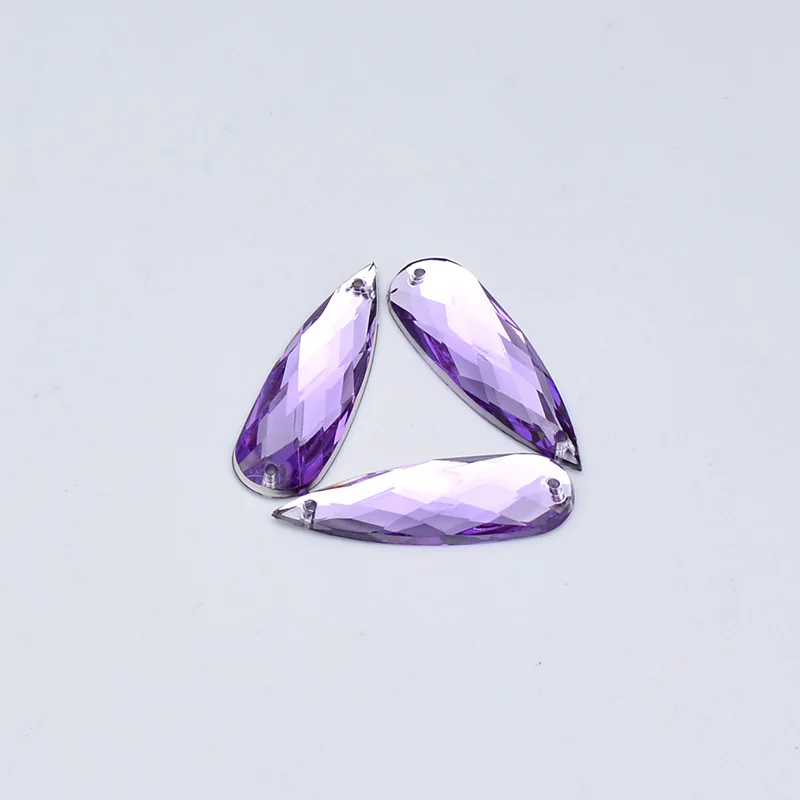 Light Purple JUNAO 100pcs 10*30mm Clear White Crystal Flat back Acrylic Rhinestones Big Strass Sew on Stones For Clothes Dress Crafts Decor - Цвет: Light Purple