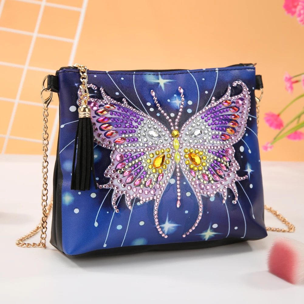Diamond Painting 5D Butterfly Flower Leather Crossbody Chain Bags DIY Diamond Embroidery Bag Purse Pouch diamond painting