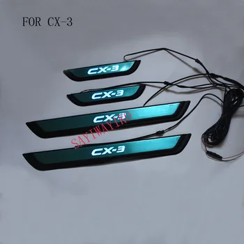 

car styling Fit for Mazda CX-3 CX3 2017 2018 car scuff plate LED door exterior outer sill trim welcome pedal
